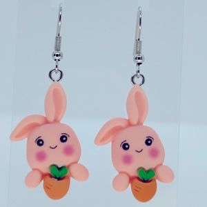 Fashion Jewelry Cute Pink Easter Rabbit Resin Dangle Earrings Fashion Jewelry
